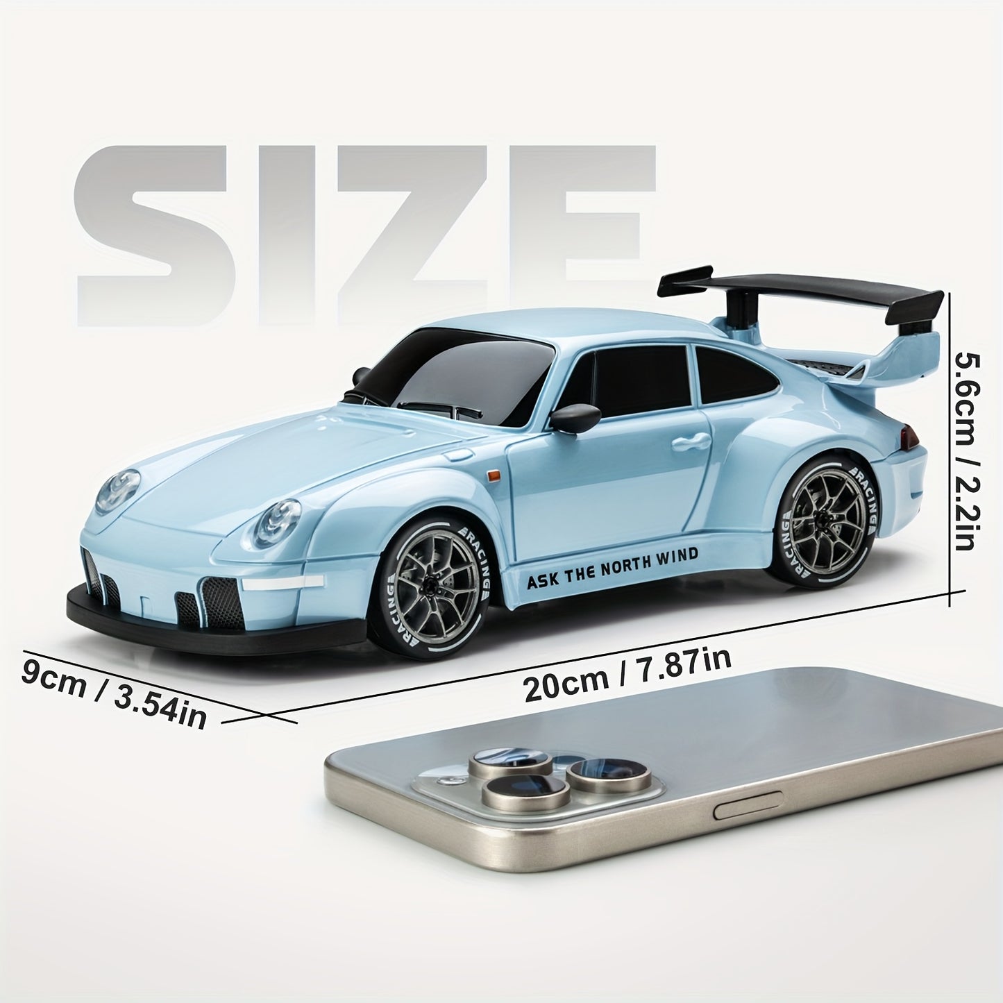 1:24 RC drift car, 2.4Ghz 4WD RC toy with lights, tires