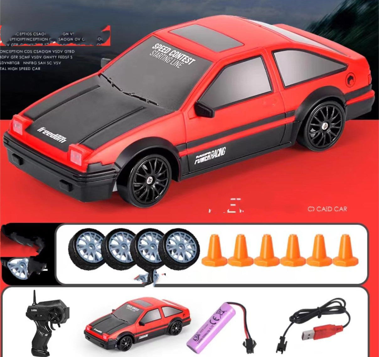 2.4G Drift Rc Car 4WD RC Drift Car Toy Remote Control GTR Model AE86